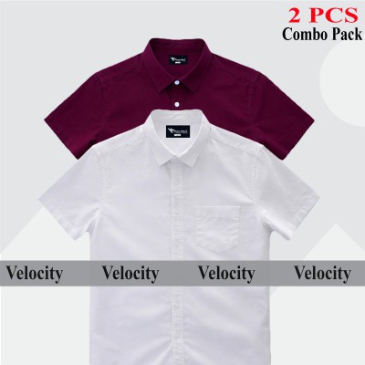 Half Sleeve Shirt For Men's WHITE -MAROON
