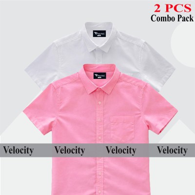Half Sleeve Shirt For Men's WHITE -PINK