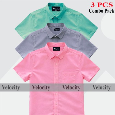 Half Sleeve Shirt For Men's PEST-PINK -ASH