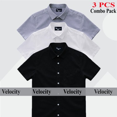 Half Sleeve Shirt For Men's WHITE - BLACK -ASH