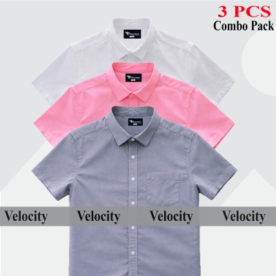 Half Sleeve Shirt For Men's WHITE -PINK ASH