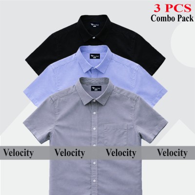 Half Sleeve Shirt For Men's BLACK-ASH-SKY
