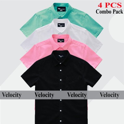 Half Sleeve Shirt For Men's WHITE -BLACK-PEST-PINK