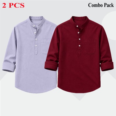 Oxford cotton fabric full sleeve Katua MAROON-SKY